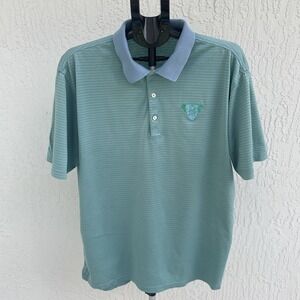 Via Mizner Golf Country Club Mens Striped Polo Shirt Green Blue Short Sleeve L
